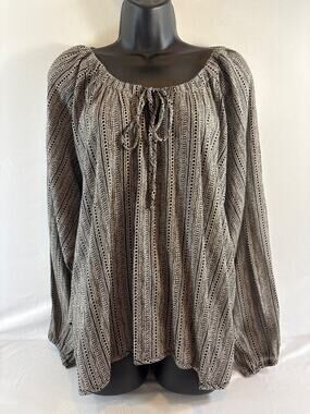 By Together + Collection Boho Tribal Print Peasant‎ Blouse Top Size L NWT